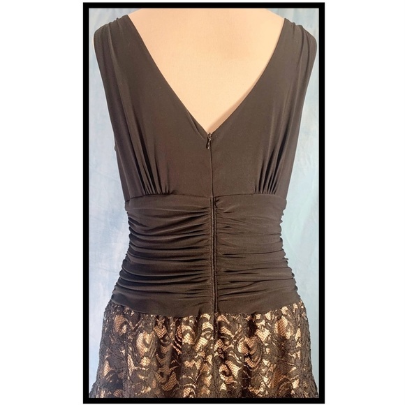 J.R. Nites byCarol Lin Fit & Flare Black Lace / Champagne Cocktail Dress [Sz 14] - Picture 13 of 13